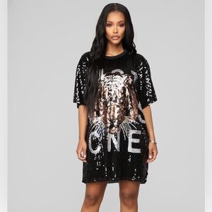 Animal Inside Me Sequin Shirt Dress